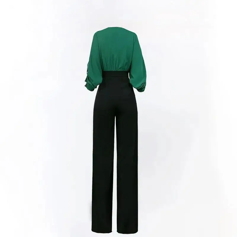 2024 New Women's Summer French jumpsuit Women's High end Spliced Bat Sleeve jumpsuit  jump suits for women