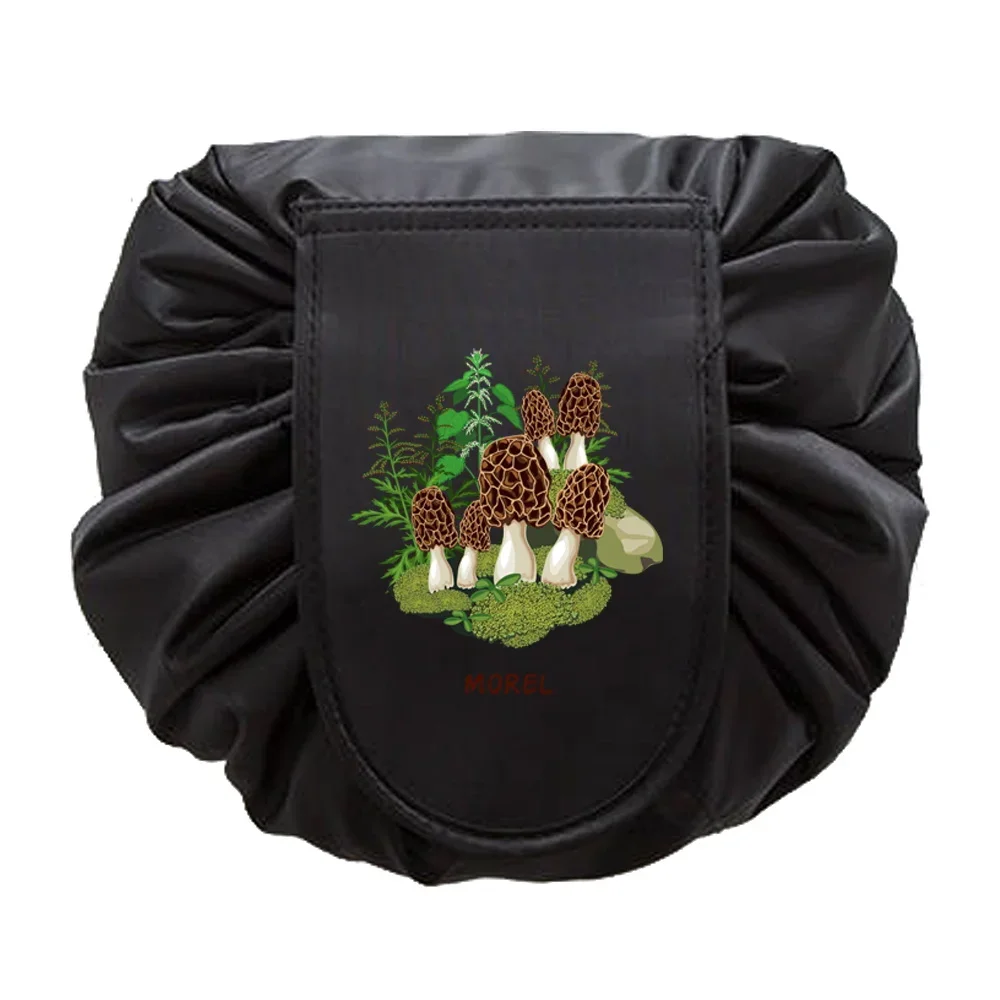 Mushroom Print Waterproof Drawstring Makeup and Toiletry Travel Bag