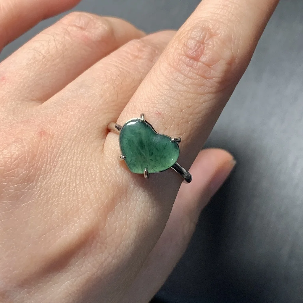 Natural Burma Jade Ring Adjustable Female Ring Jewelry for Women Gift Wholesale High Quality Vintage Fine