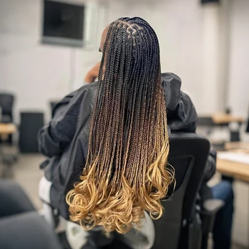 Ombre Brown to Blonde French Curl Crochet Braids 14”18”24” Bouncy Hair Synthetic French Curly Braiding Hair for Black Women Kids 1