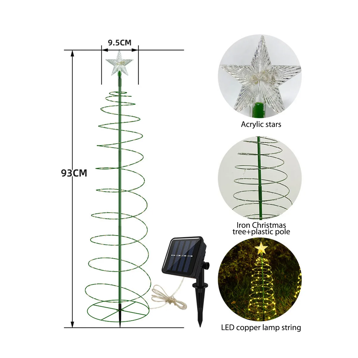 Solar Powered Xmas Tree Grass Stake Lights with Star Christmas Tree Lawn Stake Lamp Waterproof for Pathway Lawn Patio — view 6