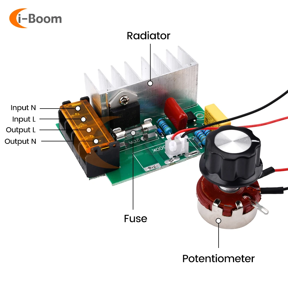 AC 220V 4000W SCR Motor Speed Controller Voltage Regulator LED Dimmer Speed Regulator Temperature Control Module with Fuse motor speed controller electric motor speed controller