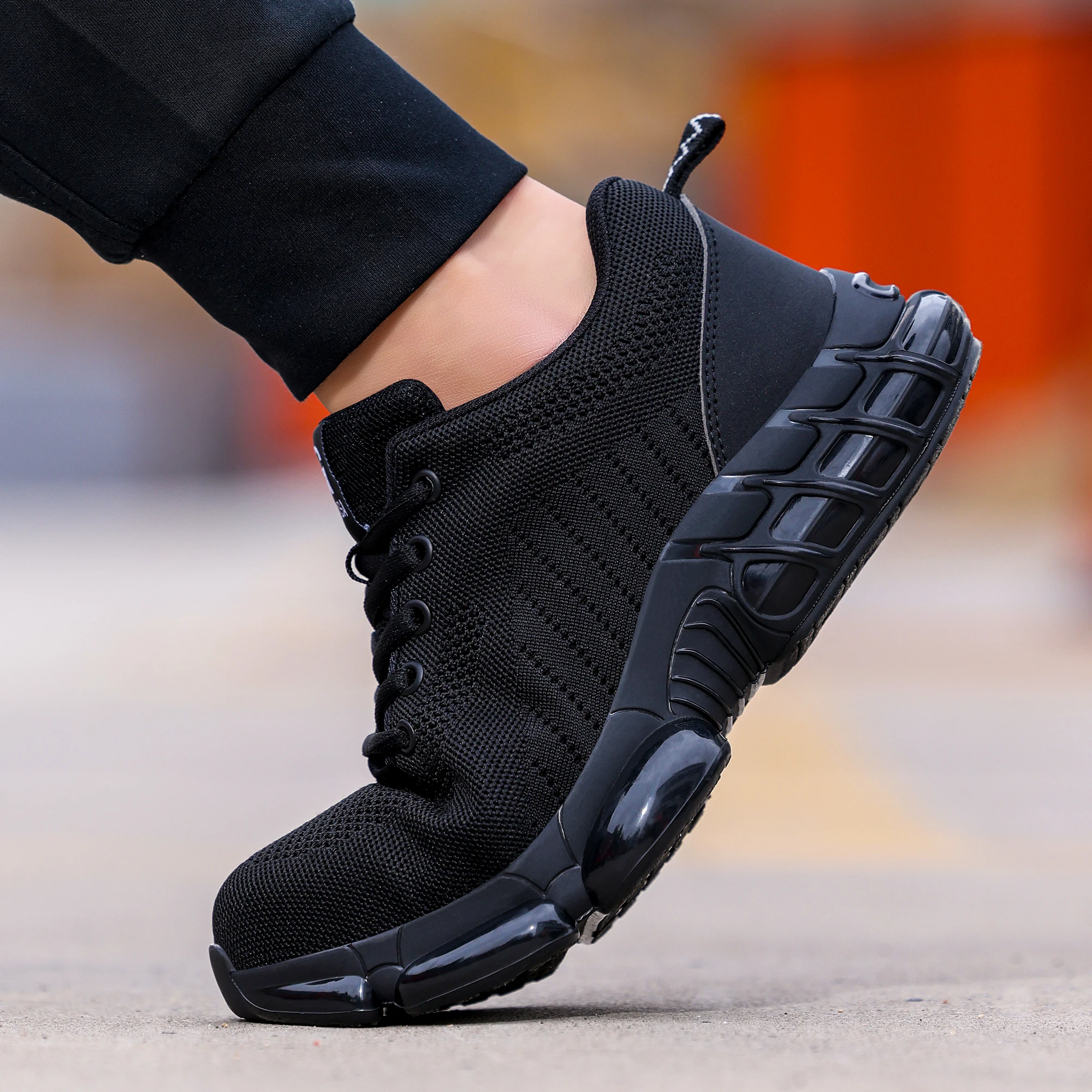 Men's Lightweight Steel Toe Work Sneakers - Air Cushioned, Indestructible Safety Shoes