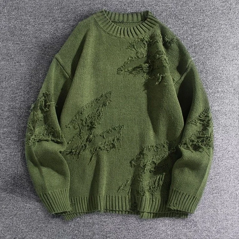 

2023 Autumn And Winter New Y2k Streetwear Men Hole Tassel Sweater Men And Women Street Fashion Plus Size Youth Wear Top