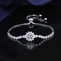 925 Sterling Silver Bracelet moissanite sunflower bracelet two carats hand jewelry women pull-out style 1