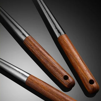 4 قطعة ملعقة من الفولاذ المقاوم للصدأ ملعقة مقبض خشبي مجرفة الطبخ مغرفة أواني المطبخ أدوات الطبخ أدوات المطبخ تجهيزات المطابخ - Image 6