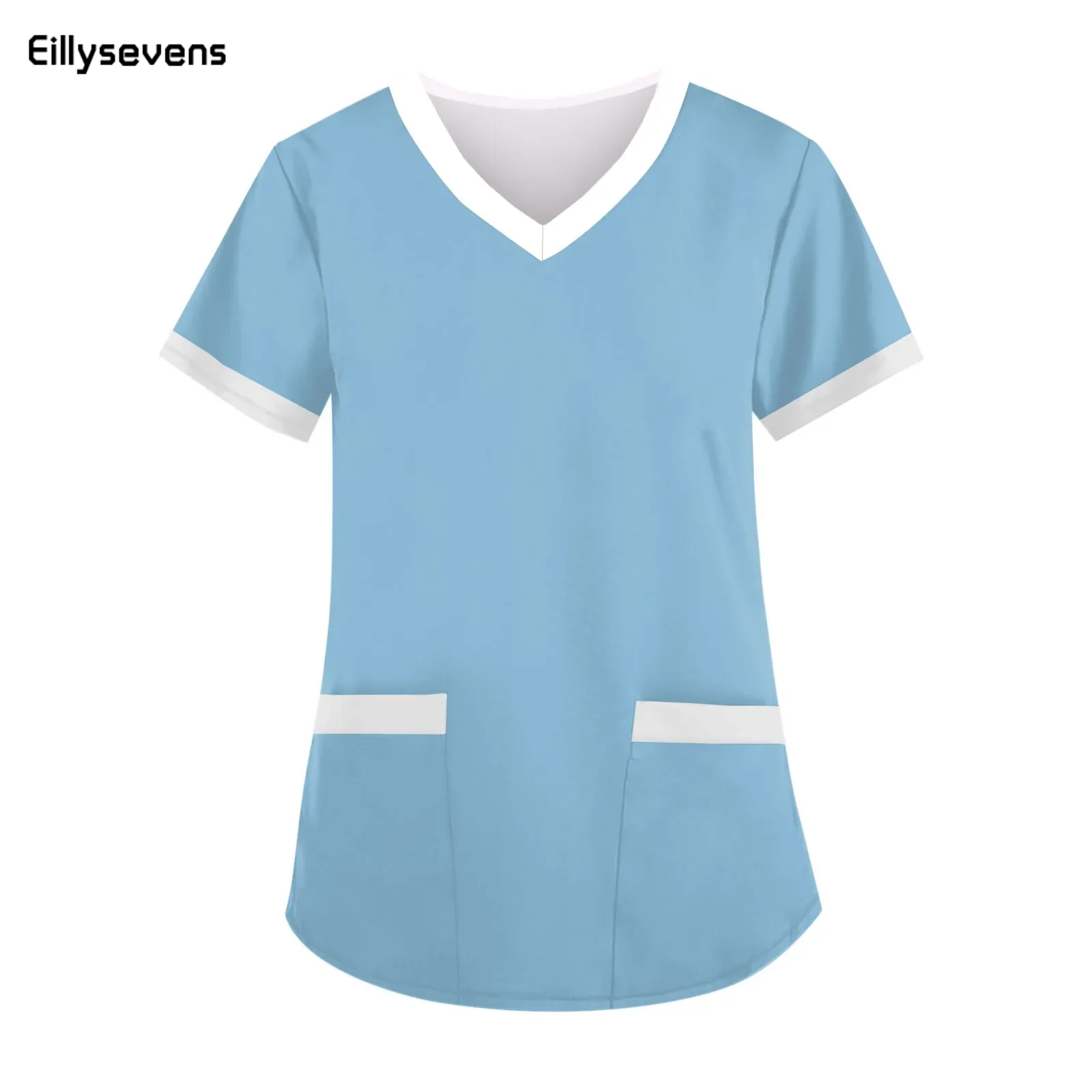 

Nurse Uniform Women V-Neck Short Sleeve Tunic Hospital Healthcare Workers Nursing Uniform Beauty Salon Spa Scrubs Tops