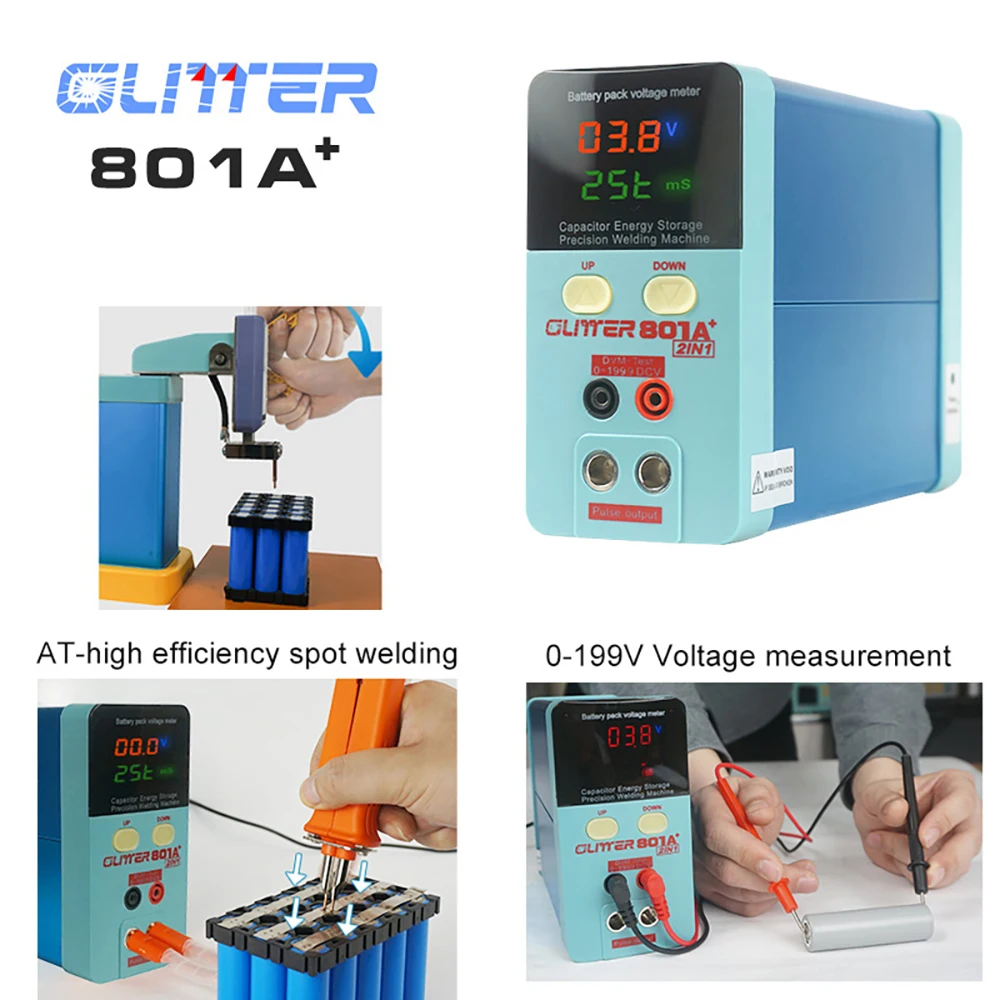 11.6KW Glitter 801A+ Spot Welder Household DIY 18650 Handheld Capacitor Energy Storage Spot Welder Mobile Phone Battery Repair 5