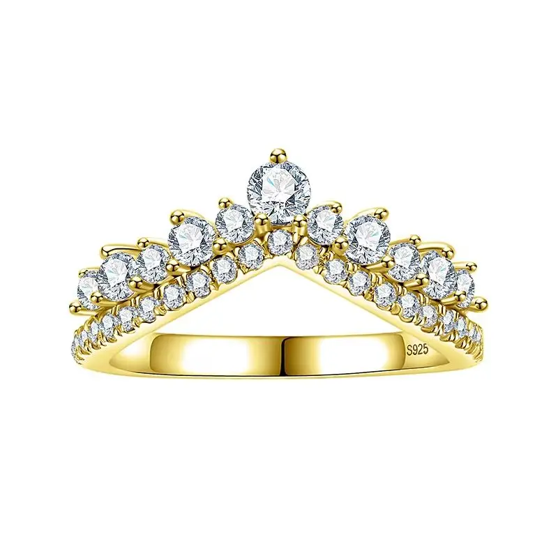 925 Sterling Silver All Moissanite Wedding Bands Fine Jewelry Yellow Color Ring For Women