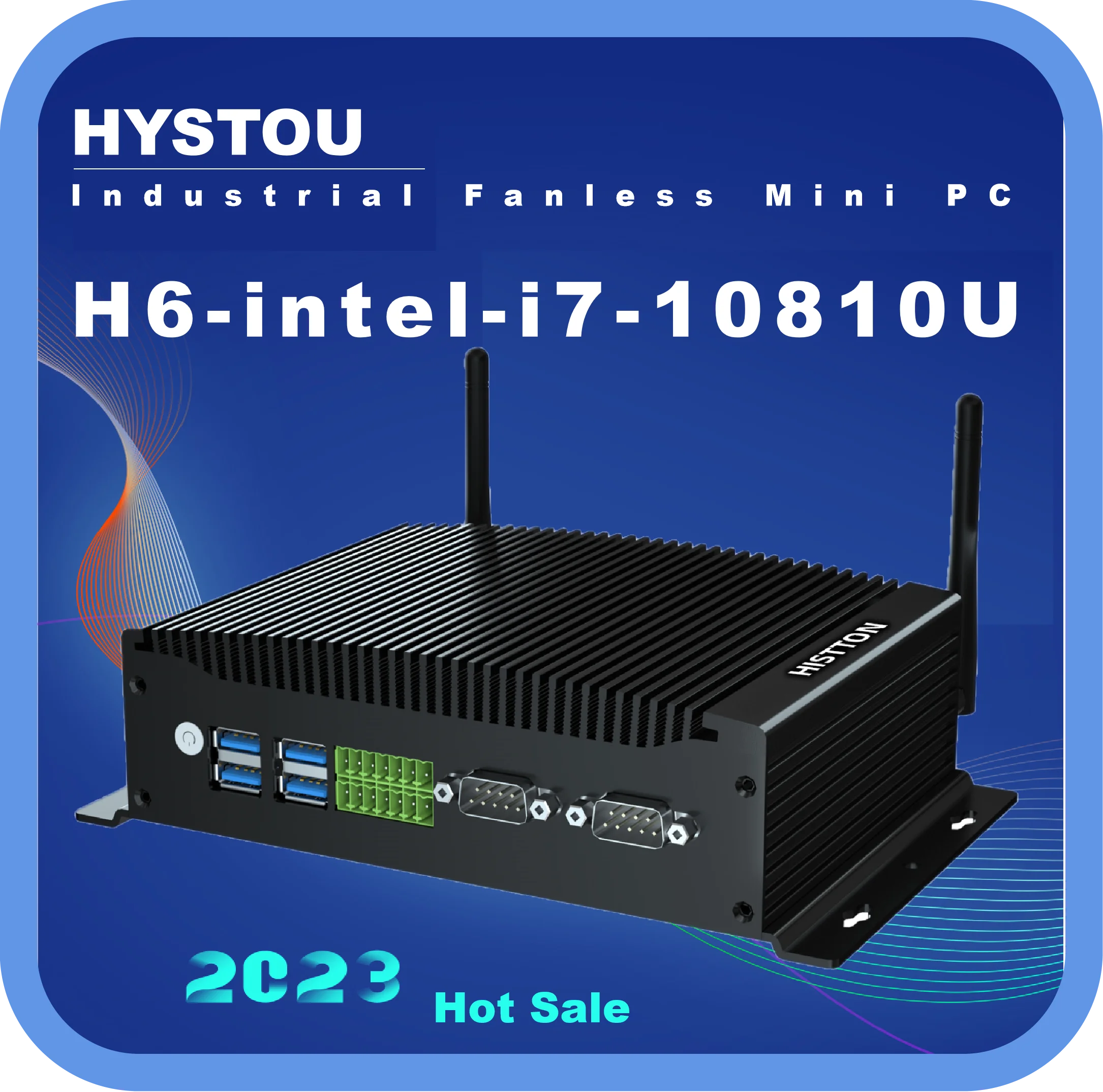 

HYSTOU Fanless Industrial 4 SATA 3.0 Intel Core i5-10210U 2 RJ45 Lan 6 USB 2 RS232 Com Port HD-MI DP 3 Display Output Mini PC