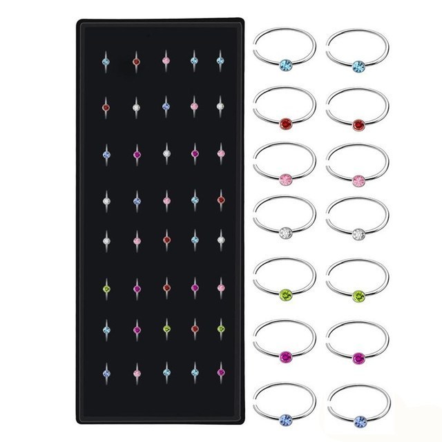 Straight Nose Stud Curved Pack Crystal Nose Ring Set Stud Lot Nariz Nase Pircing Nose Ring Set Bend Piercing Non-Pack