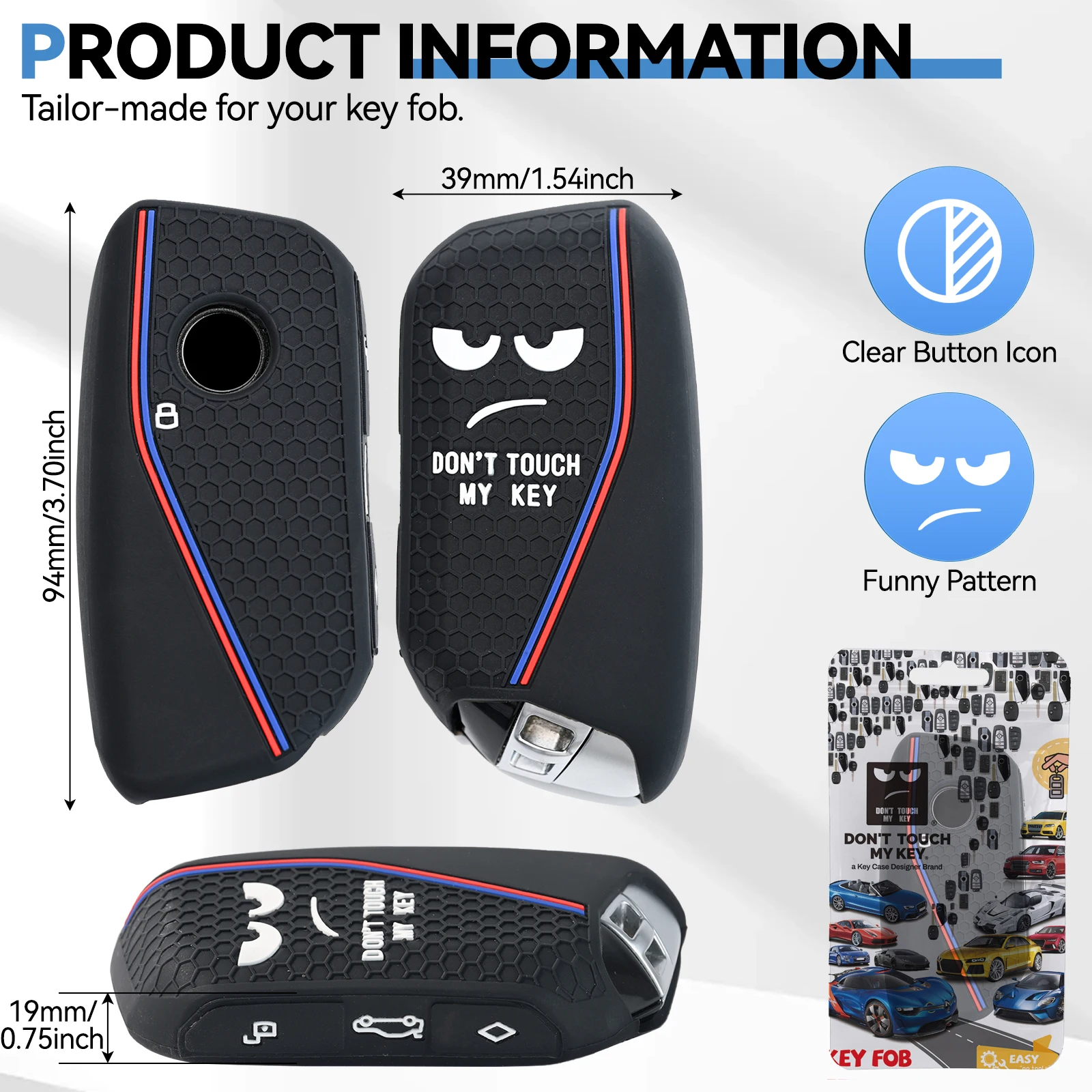 HIBEYO Bling Smart - Custodia per Chiavi dell'auto, Adatta per BMW Serie 1 2 3 5 7 X1 X3 X4 X5 X6 F30 E30 con Telecomando e Portachiavi in policarbonato + Viola