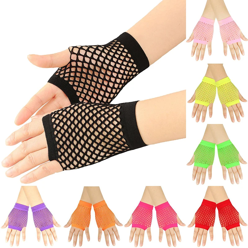 

1Pair Womens Short Fishnet Net Gloves Fingerless Mesh Gloves Punk Rock Fancy Night Club Party Arm Warmer Gloves Sexy Gloves Hot