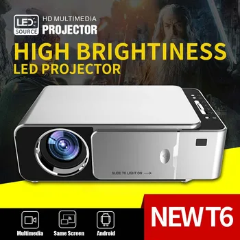 YERSIDA-T6 풀 HD Led 프로젝터 2K 4K 4000 루멘 720p 휴대용 시네마 Proyector, 휴대용, 안드로이드, 와이파이 프로젝터, 3D 홈 시어터