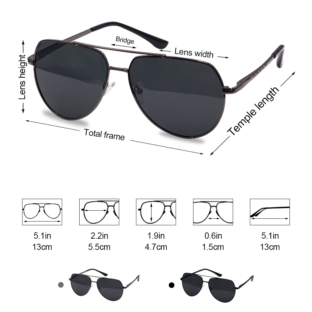Luxury Brand Men's Metal Polarized Sunglasses Classic Aviation Oversized  Shades Sun Glasses For Sport Men Eyewear 100% UV400
