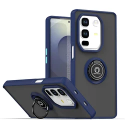 Enhanced Armor Matte Shockproof Case with Magnetic Stand and Ring Holder - Durable Back Cover for Infinix Note 50 Pro+ (Dark Blue)