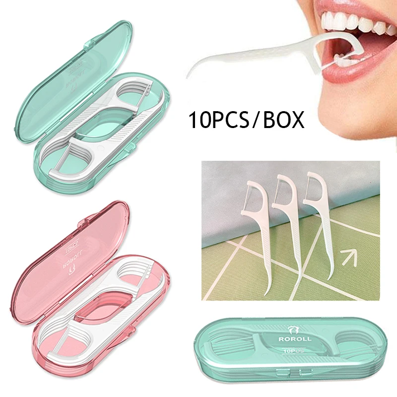 

Sdotter 100pcs/box Portable Floss Toothpick Box Toothpick Floss Storage Box Outdoor Camp Interdental Teeth Cleaner Oral Cleaning