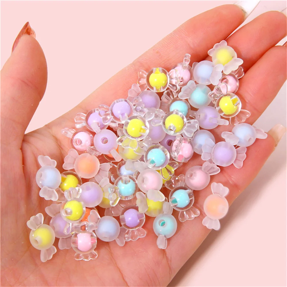 Clear Frosted Acrylic Candy Beads, bead in bead Loose Beads DIY