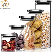 Glass Jars with Stainless Steel Cover, Container for Cereals, Spice Jars, Storage Tank, Food Contain, Coffee Bean 1