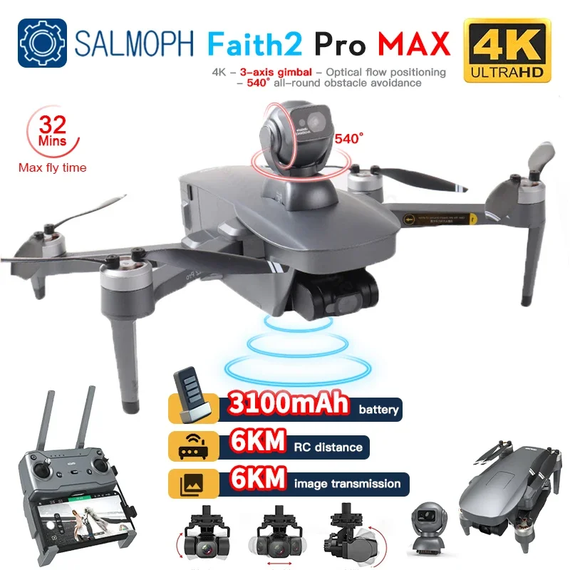 C-FLY Faith 2 Pro 드론, 전문가용 540 ° 전방향 장애물 회피, 4K HD 카메라 쿼드콥터 GPS 드론, 6K M 