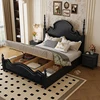 Backrest Designer Italian Bed Storage Set Luxury Modern King Size Double Beds Bedroom Adults Wooden Cama Bedroom Furniture 3