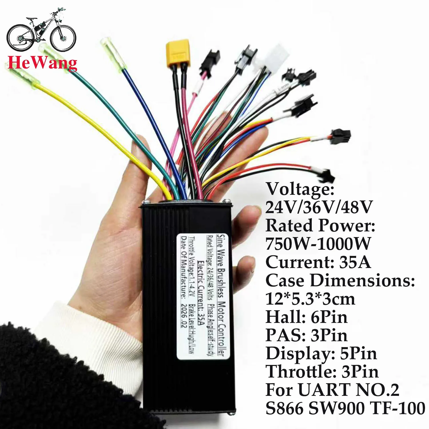 24V 36V 48V 750W 1000W 26A-35A E-bike Brushless Motor Controller with S866 LCD D