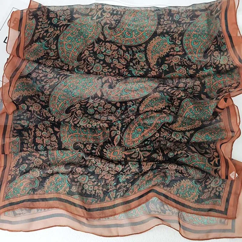 Classic Style Cashew Women Foulard Elegant Chiffon Georgette Bandana Scarf Summer Beach Sun Protection Thin 50*160cm