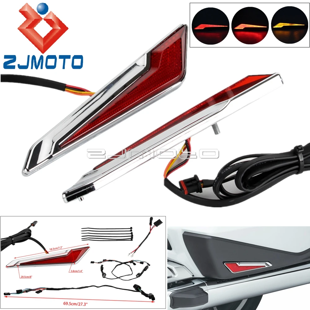 

For Honda Gold Wing 1800 GL1800 F6B 2018-up Motorcycle Chrome Side Saddlebag Inserts LED Marker Turn Signals Light Running Lamp