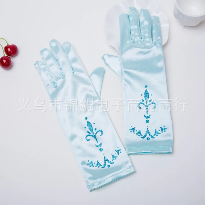 Children Princess Long Gloves Girl Birthday Party Wedding Elsa Anna Accessories Cinderella Belle Sofia 5 Colors Long Finger Set