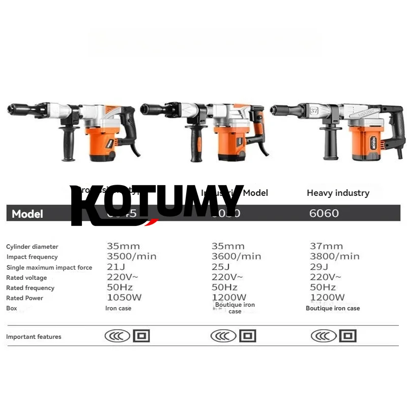 Industrial Grade Electric Hammer Percussion Drill Heavy Wall Demolition Crushing  Wall Insertion Trough Concrete Hammer 5