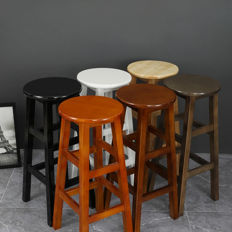 Solid Wood Bar Chair Height Modern Design Barbershop Make Up High Kitchen Stools Cafeteria Tabouret Chair Swivel Banks