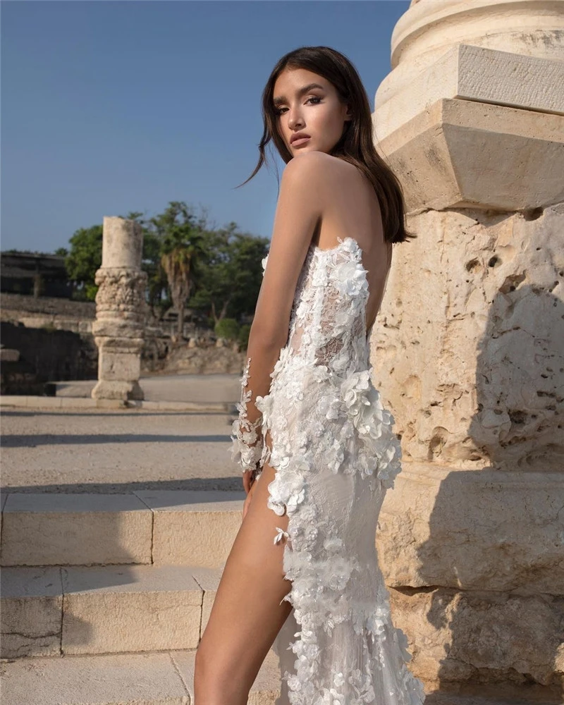 Lace Wedding Dresses Side Split Sexy Sweetheart Applique Mermaid Bridal Gowns | eBay Lace Wedding Dresses Side Split Sexy Sweetheart Applique Mermaid Bridal Gowns | eBay