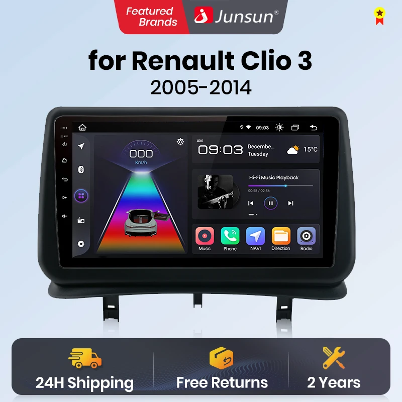 Junsun V1 AI Voice Wireless CarPlay Android Auto Radio For Renault Clio 4G Car Multimedia GPS 2din autoradio WIFI