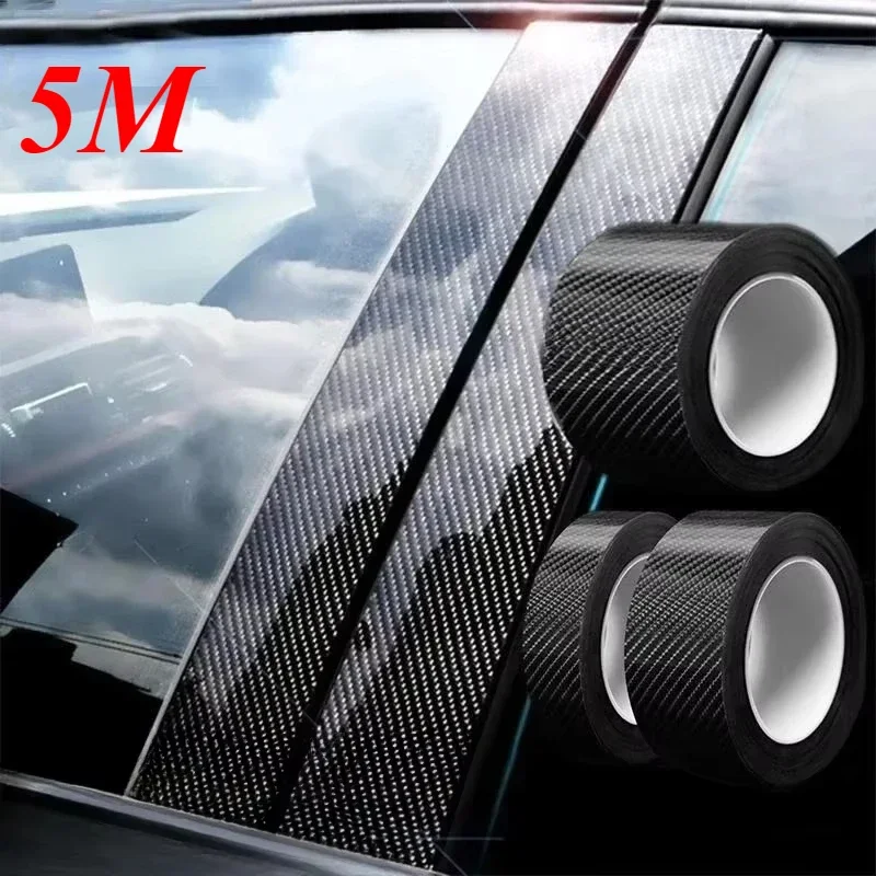 3D Carbon Fiber Car Sticker DIY Paste Protector Strip Car Door Sill Side Mirror Anti Scratch Tape Waterproof Protect Film 1