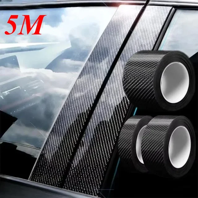 3D Carbon Fiber Car Sticker DIY Paste Protector Strip Car Door Sill Side Mirror Anti Scratch Tape Waterproof Protect Film 1
