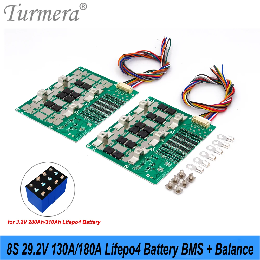 

Turmera 8S 24V 29.2V 130A 180A BMS Balance Lifepo4 Battery Protect Board for 3.2V 100Ah 200Ah 280Ah 320Ah Lifepo4 Batteries Use