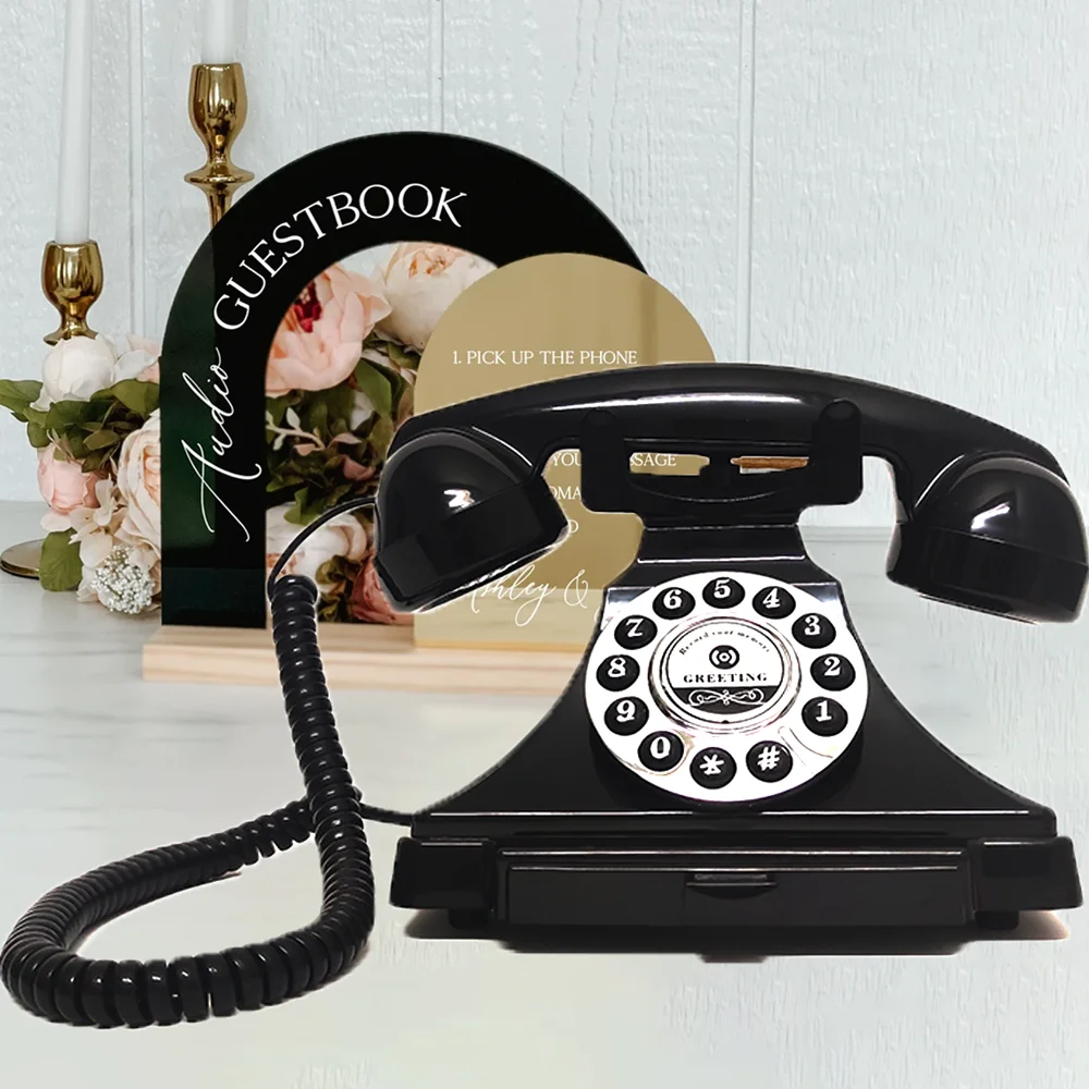 Audio Gastenboek Bruiloft Telefoon Vintage Redial Knop Rotary Telefoon