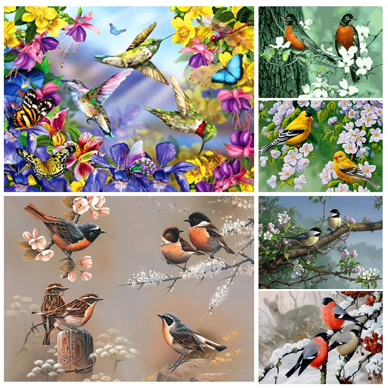 

Набор для алмазной живописи «сделай сам», 5D мозаика с полным заполнением страз, цветы и птицы, инкрустированная вручную, предметы вышивки, домашний декор