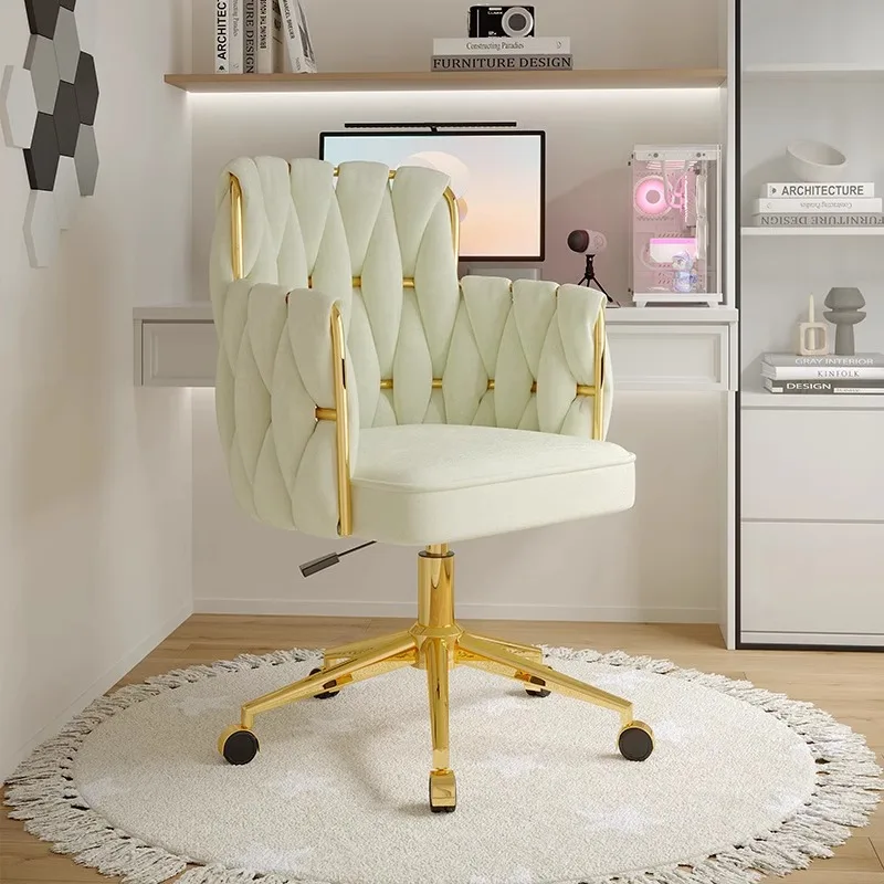 Anchor Gaming Chair Light Luxury Bedroom Girls Makeup Chair Gold Lift Feet Textured Material Office Computer Chair 4