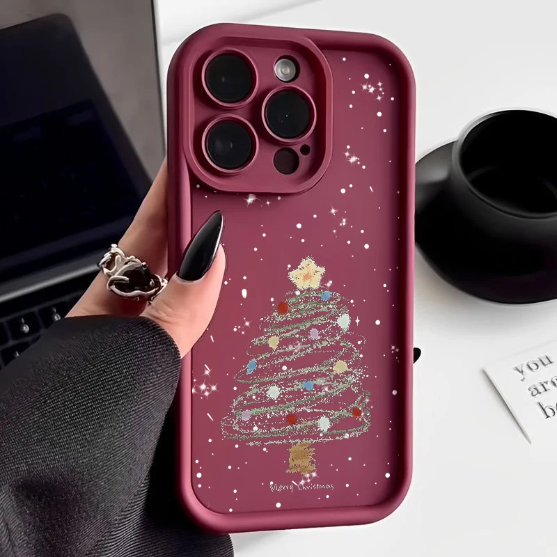 Festive Christmas Tree Design Shockproof Soft TPU Phone Case