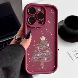 Festive Christmas Tree Design Shockproof Soft TPU Phone Case for iPhone 17 Pro Max (A628 Wine Red)