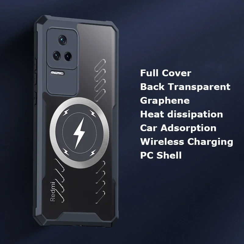 Per Xiaomi Redmi K70 K70E K60 K50 K40S Pro Plus Gaming Ultra Wireless Charging Grafene Dissipazione del calore Custodia Trasparente Guscio_voghion.com