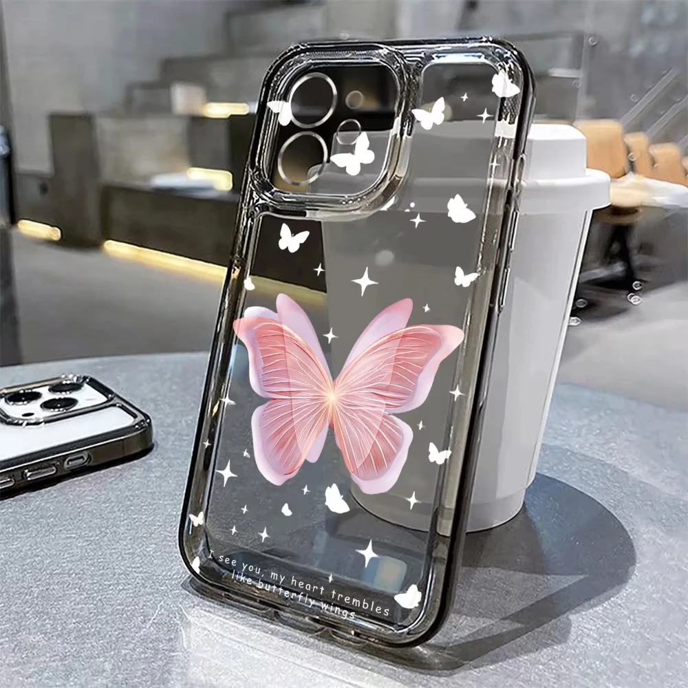 Elegant Gold Butterfly Transparent Phone Case - Soft TPU Cover
