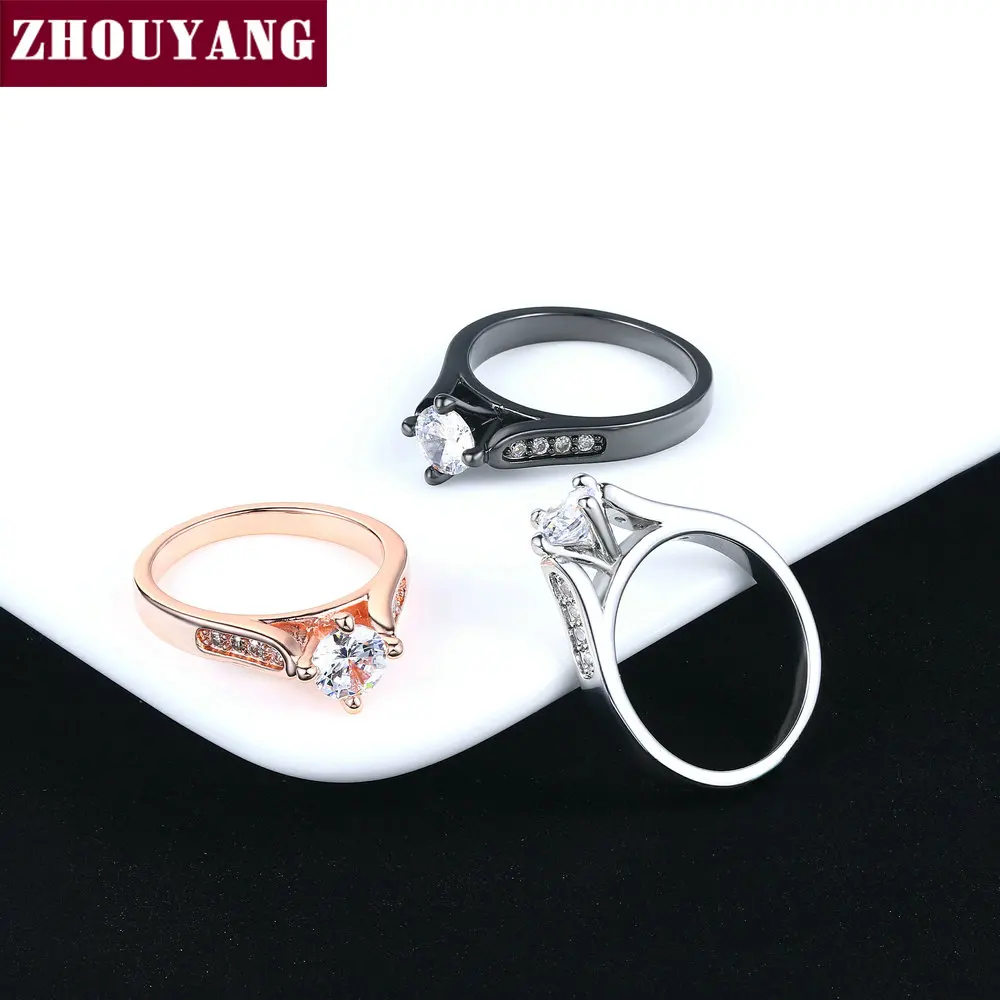 Engagement Wedding Ring For Women Classic Prong Setting CZ Rose Gold Lover's Ring R064 R065 wedding rings,womens ring,jewelry rings,ring jewelry,cubic zircon ring