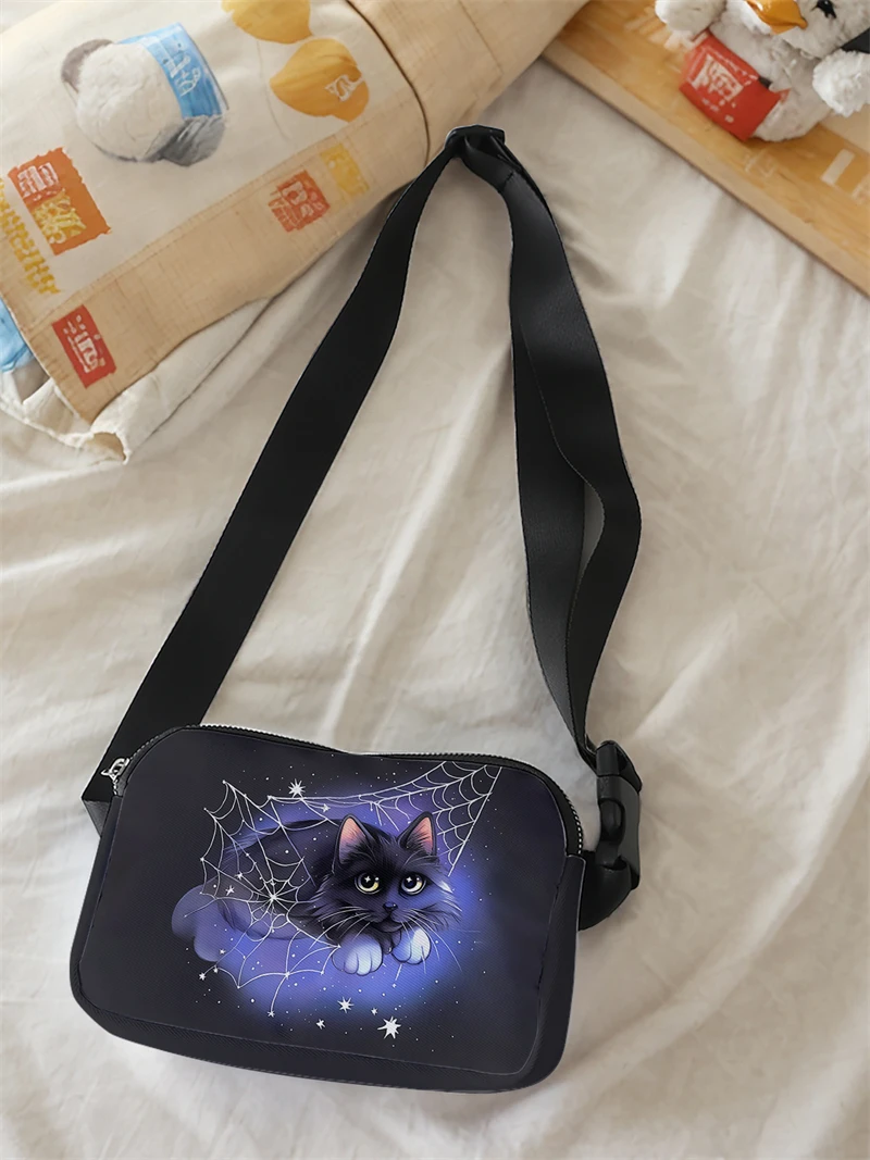 1pc,Starry Sky Cat Fashion Adjustable Crossbody Bag, Neutral Sports Waist Bag, Suitable for Running