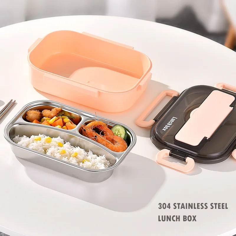 304 stainless steel double-layer fast food lunch box frame lunch box sealed  leak-proof lunch box student office lunch box