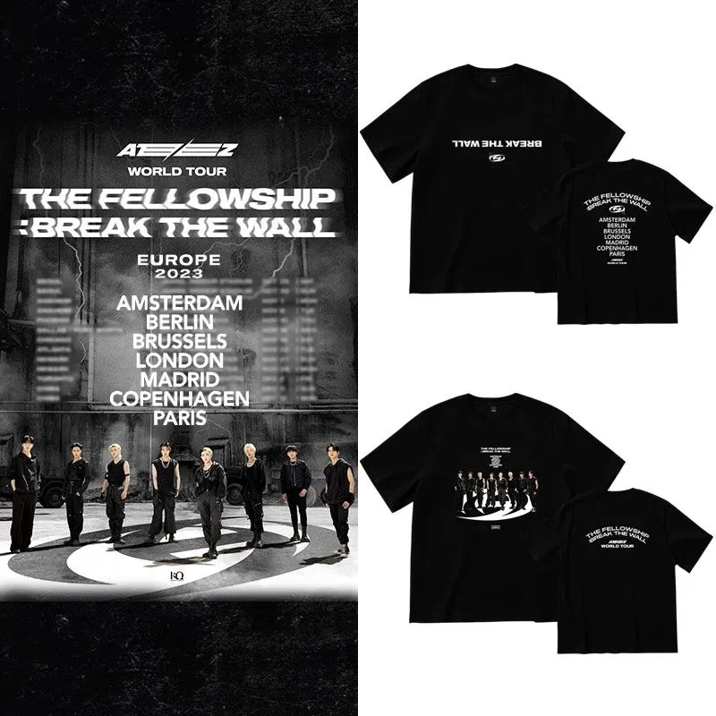 

Футболка унисекс с круглым вырезом, коротким рукавом и надписью «ATEEZ THE WORLD»