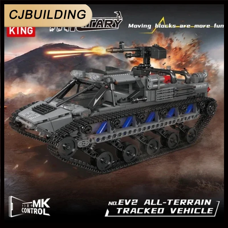 Mold King 20030 Technical Remote Control Military Tank Building Block Ev2 All-Terrain Tracked Vehicle Bricks Toys For Kids Gift