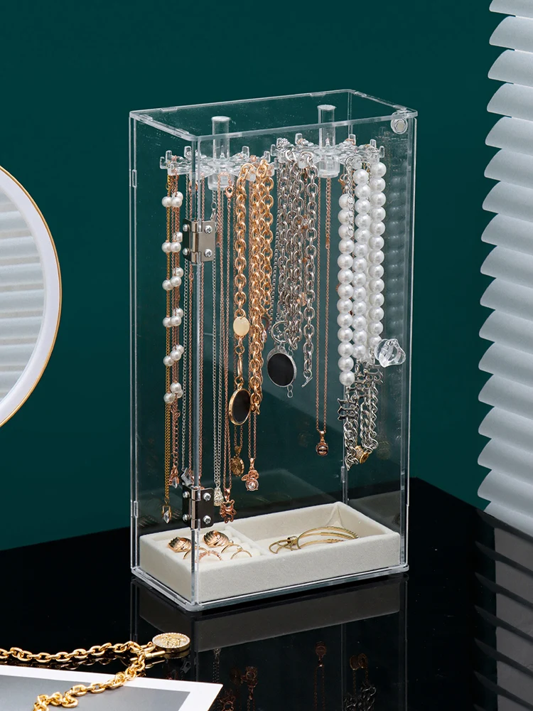 Vertical Rotating Jewelry Box Transparent Acrylic Jewelry Box Organizer for Women Storage Container Holiday Gifts Packing
