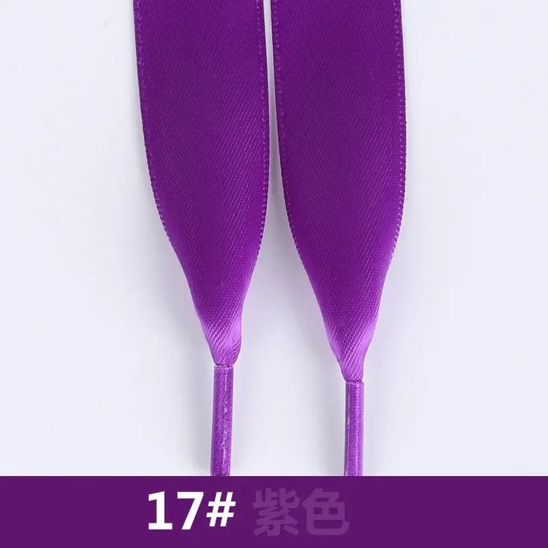 Satin Lace Ribbon Candy Color Double Face Smooth Bud Silk Wide Flat Shoelaces 30 Color